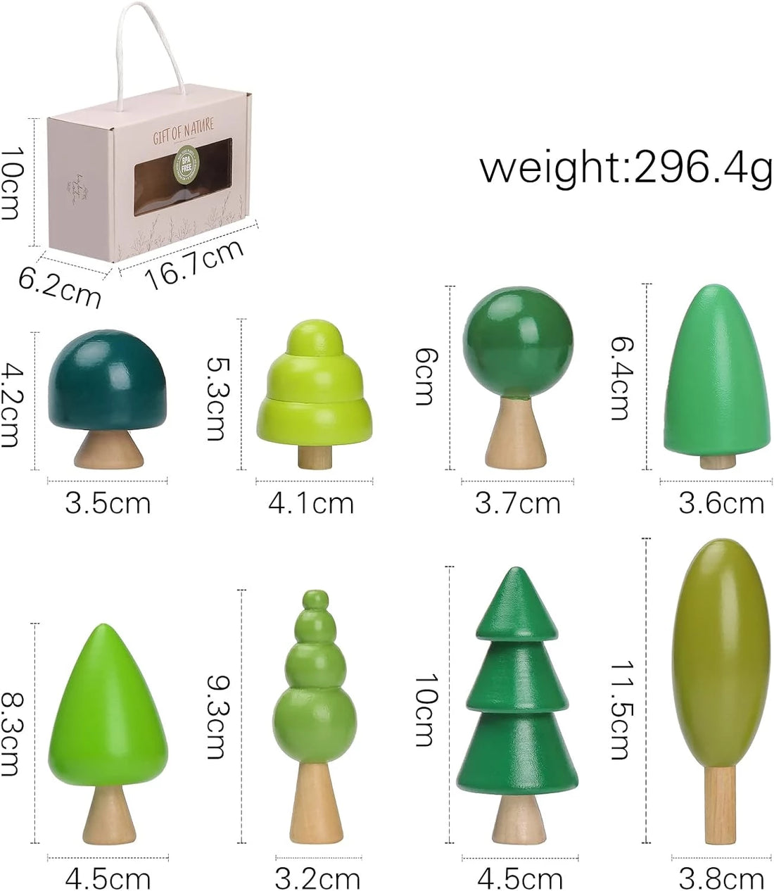 Baby Gift Set Creative Gift Tree Toy Pack of 8 Wood Miniature Tree Set Various Sizes Natural Trees