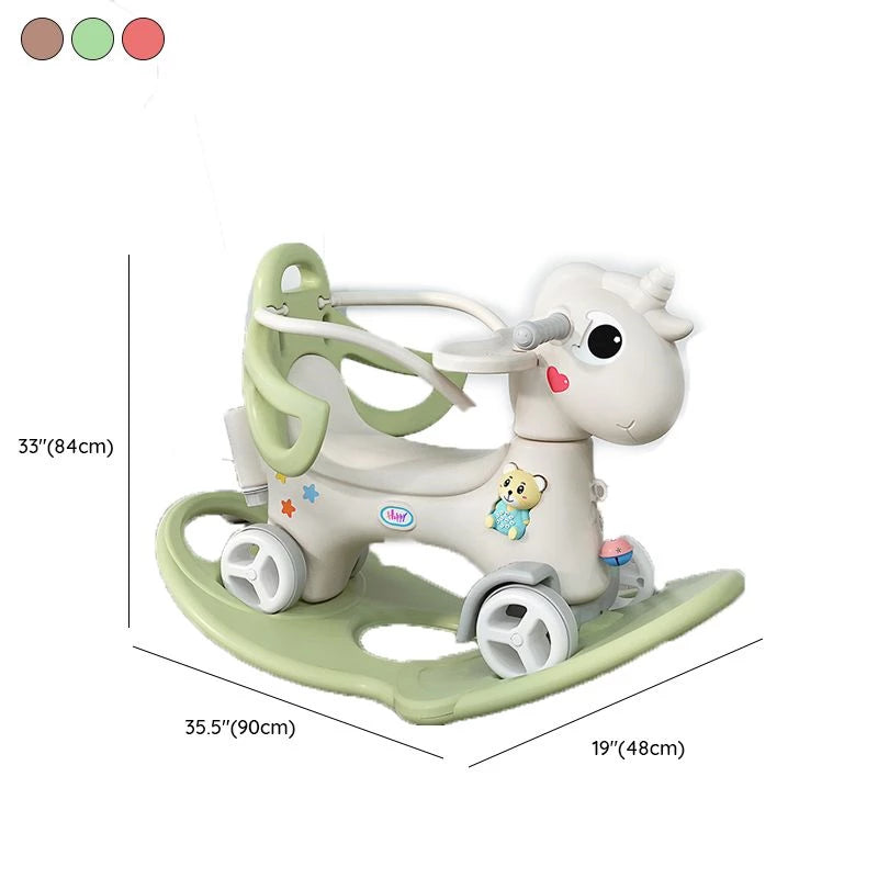 Rocking Horse for Toddler Balance Bike Ride On Toys with Push Handle Backrest Balance Board for Birthday