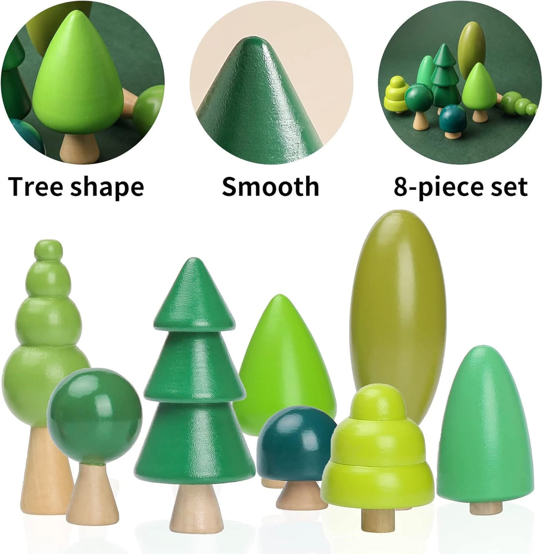 Baby Gift Set Creative Gift Tree Toy Pack of 8 Wood Miniature Tree Set Various Sizes Natural Trees