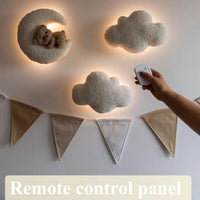 Teddy Bear Nursery Night Light Bouclé Moon, Stars, Clouds