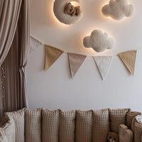 Teddy Bear Nursery Night Light Bouclé Moon, Stars, Clouds