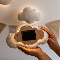 Teddy Bear Nursery Night Light Bouclé Moon, Stars, Clouds