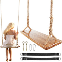 Wooden Tree Swing,500lbs Load Capacity Wooden Swing for Adults & Kids,Adjustable Height,Waterproof Hanging Swing Seat
