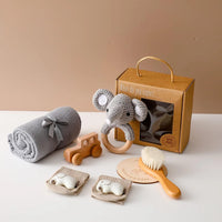 Baby Gift Set for Newborn New Baby Gift Set - 6 PCS Newborn Baby Essentials Baby Bath Set with Baby Rattle & Cotton Socks