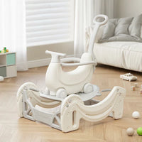 5-in-1 Toddler Rocking Spring Toy Kids Ride-on Push Car with Handle Sliding Walker Trampoline Bouncy Toy Indoor Gym Playset for Infants Preschoolers