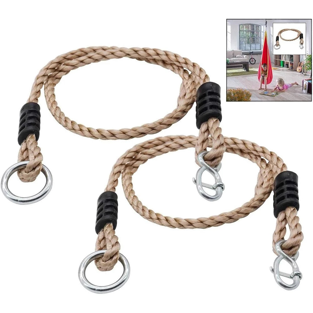 2-Pack Outdoor Swing Rope - Heavy Duty Adjustable Nylon, Supports up to 100kg, Ideal for Hammock Chairs & Patio Swings - Durable Metal Attachments, Outdoor-Ready