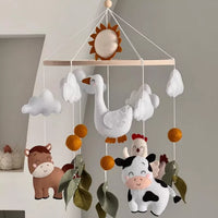 Farm animal baby crib mobile, baby mobile with farm animals goose cow horse chicken, neutral baby mobile, woodland nursery decor