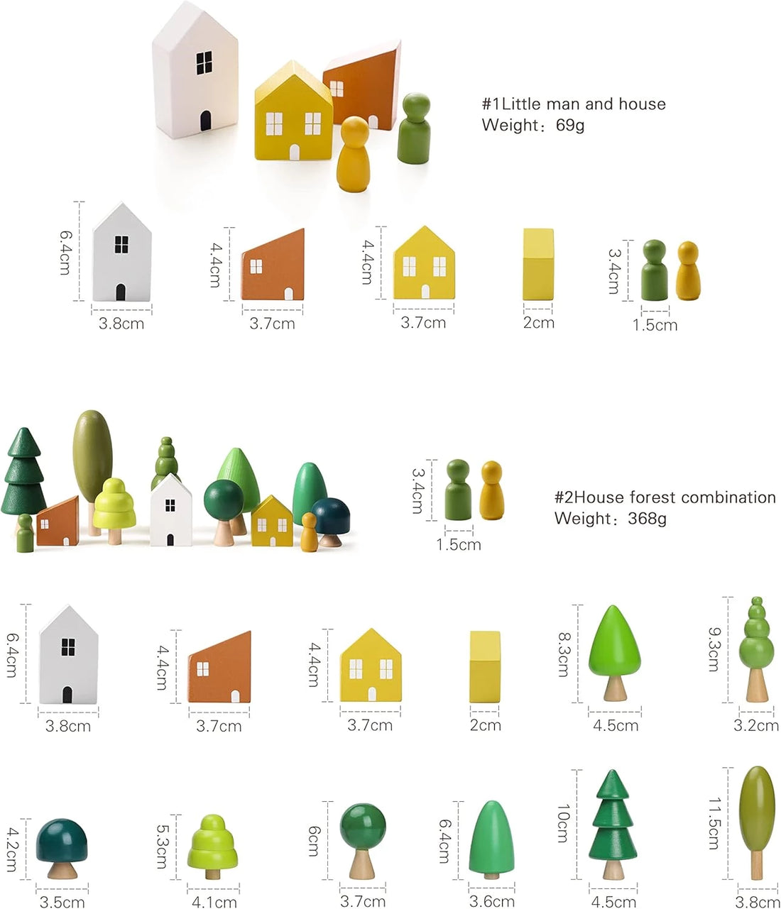 Tree Toy with House and Peg Doll Pack of 13 Wood Miniature Tree Set Elegant Ornaments for Home Decrocation Trees Mini Trees for Baby 36 Months+