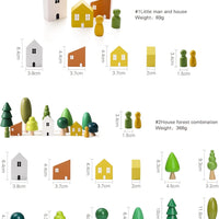 Tree Toy with House and Peg Doll Pack of 13 Wood Miniature Tree Set Elegant Ornaments for Home Decrocation Trees Mini Trees for Baby 36 Months+