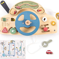 Montessori Busy Board for 1-4 Year Old, Steering Wheel Toy, Sensory Board Activity Board for Fine Motor Skills