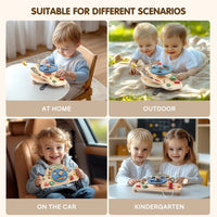 Montessori Busy Board for 1-4 Year Old, Steering Wheel Toy, Sensory Board Activity Board for Fine Motor Skills