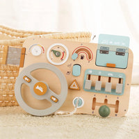 Montessori Busy Board for 1-4 Year Old, Steering Wheel Toy, Sensory Board Activity Board for Fine Motor Skills