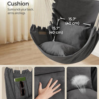 Deluxe Hammock Chair, Hanging Hammock Chair, Rope Swing and 2 Cushions Included, Sturdy & Durable Soft Cotton Hand Woven Hammock Swing for Bedroom, Porch, Patio-Indoor/Outdoor