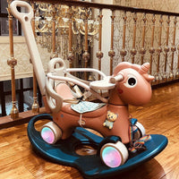 Rocking Horse for Toddlers 1-3 Years,4 in 1 Design, Kids Ride on Toy Balance Bike Push Cart with Detachable Balance Board,Fun Birthday Gifts