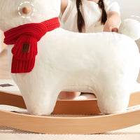 Baby Rocking Horse Wooden, Plush Stuffed Rocking Animals , Kid Ride on Toys for 1-3 Years Old, Rabbit Rocking Horse for Girl&Boy, Toddler/Infant Rocker for Nursery, Kid Riding Toys