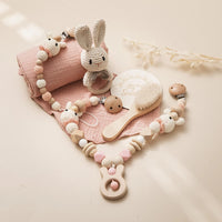 Baby Gift Set for Newborn - 7 PCS Newborn Baby Essentials Baby Bath Set with Baby Blanket Baby Rattle Bunny