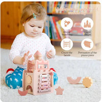 Montessori Wooden Castle Pink House Blocks