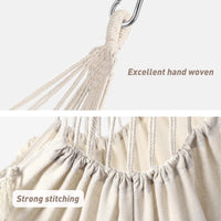 Hammock Chair Swing Chair 2 Seat Cushions Included,Strong Webbing Straps and Hooks for Easy Hanging Soft Cotton Weave Hanging Chair Side Pocket Indoor Outdoor