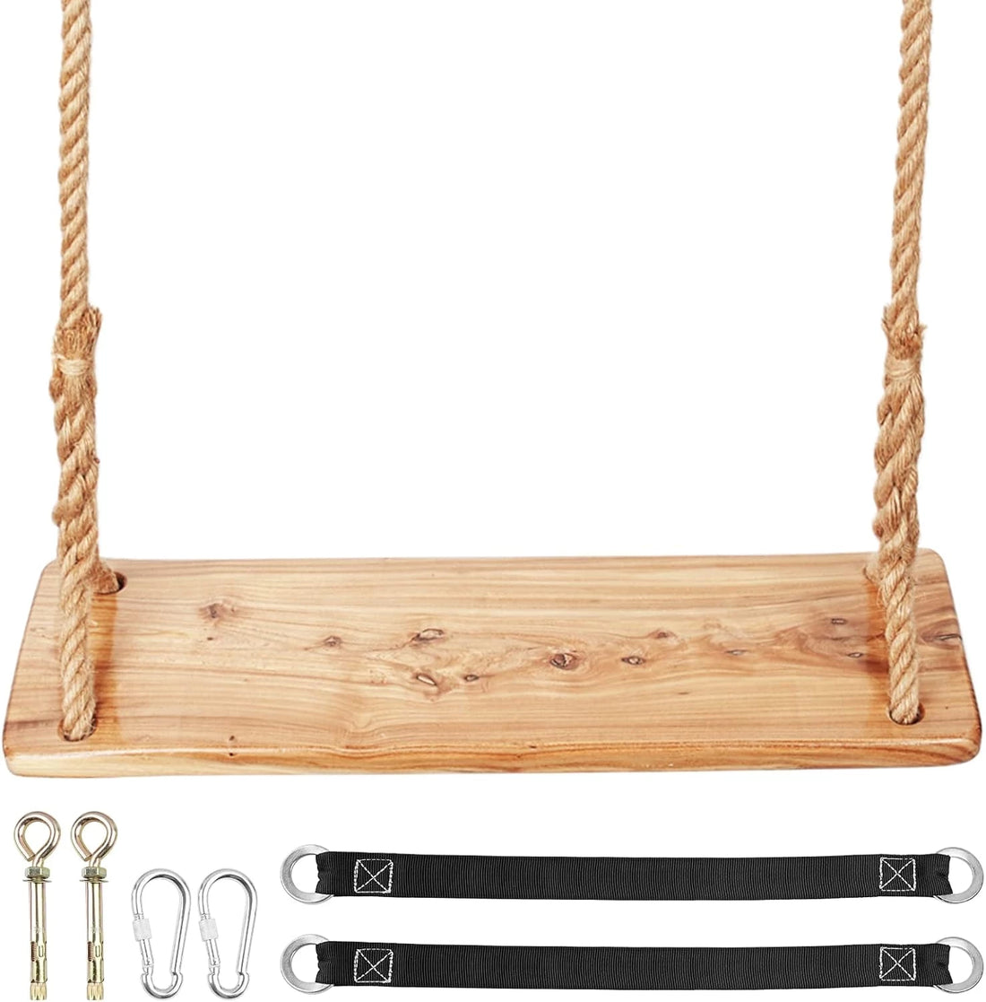 Wooden Tree Swing,500lbs Load Capacity Wooden Swing for Adults & Kids,Adjustable Height,Waterproof Hanging Swing Seat