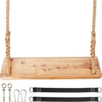 Wooden Tree Swing,500lbs Load Capacity Wooden Swing for Adults & Kids,Adjustable Height,Waterproof Hanging Swing Seat