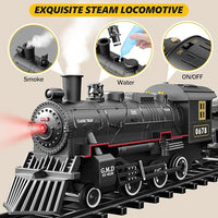 Train Set with Lights & Sounds - Interactive Locomotive Toy for Kids Battery-Powered Electric Steam