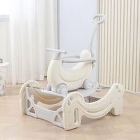 5-in-1 Toddler Rocking Spring Toy Kids Ride-on Push Car with Handle Sliding Walker Trampoline Bouncy Toy Indoor Gym Playset for Infants Preschoolers