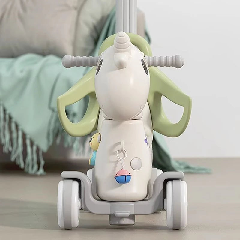 Rocking Horse for Toddler Balance Bike Ride On Toys with Push Handle Backrest Balance Board for Birthday