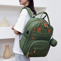 3-in-1 Unisex Nappy Bag Backpack with Foldable Changing Pad