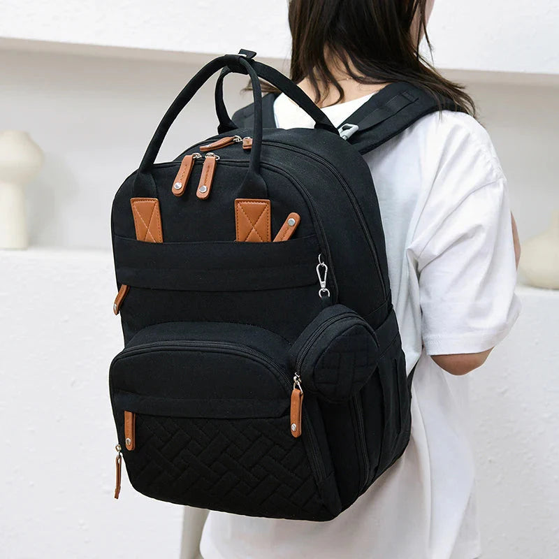 3-in-1 Unisex Nappy Bag Backpack with Foldable Changing Pad