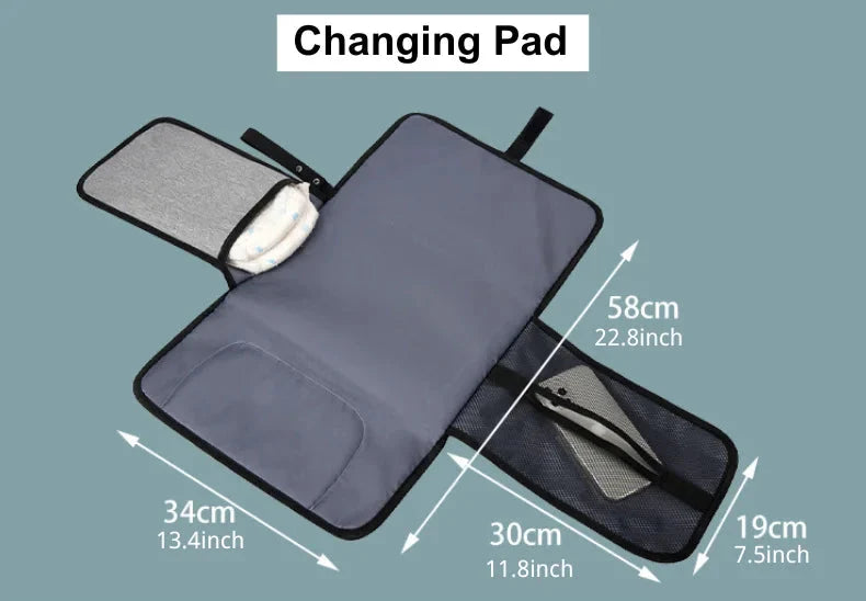 3-in-1 Unisex Nappy Bag Backpack with Foldable Changing Pad
