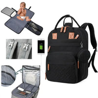 3-in-1 Unisex Nappy Bag Backpack with Foldable Changing Pad