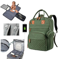 3-in-1 Unisex Nappy Bag Backpack with Foldable Changing Pad