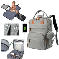 3-in-1 Unisex Nappy Bag Backpack with Foldable Changing Pad