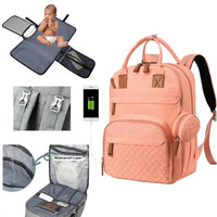 3-in-1 Unisex Nappy Bag Backpack with Foldable Changing Pad