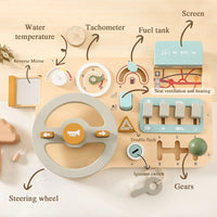 Montessori Busy Board for 1-4 Year Old, Steering Wheel Toy, Sensory Board Activity Board for Fine Motor Skills