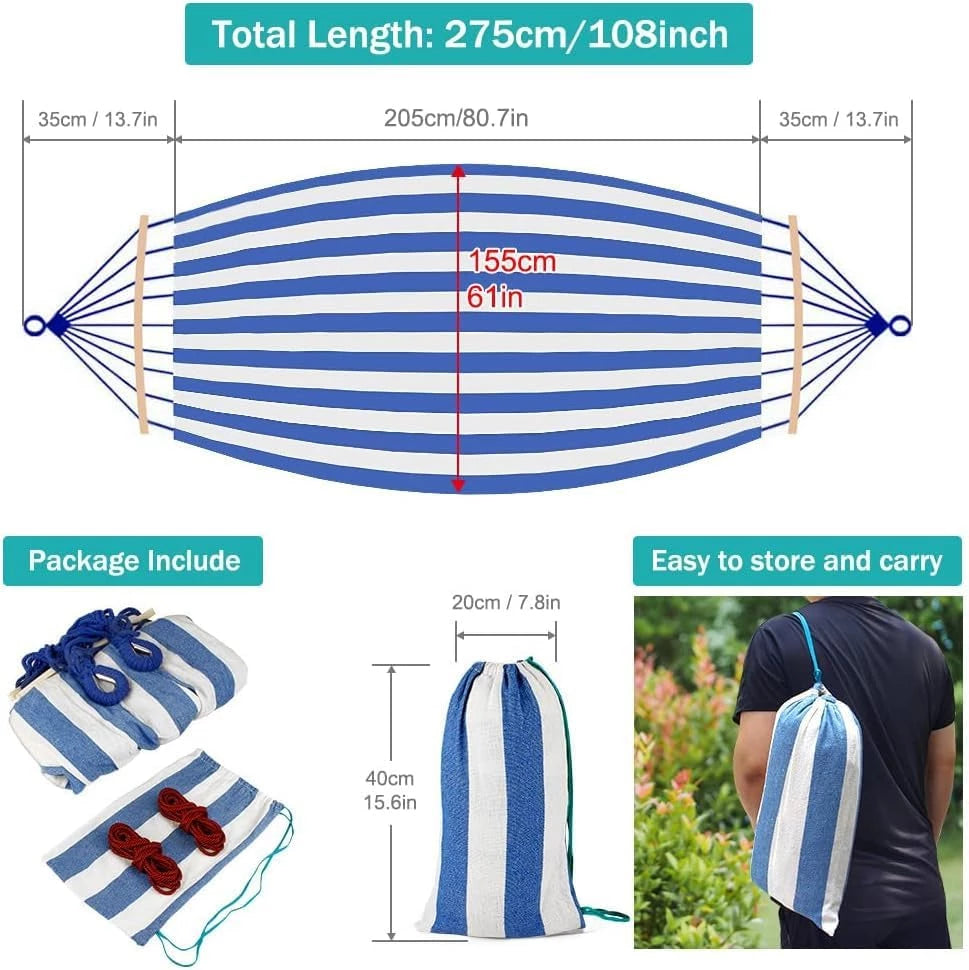 Hammocks Portable Camping Hammock Upgraded 550lb Comfortable Fabric Hammock with Two Anti Roll Balance Beam