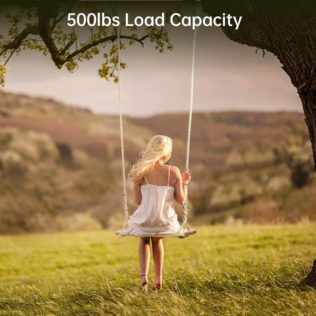 Wooden Tree Swing,500lbs Load Capacity Wooden Swing for Adults & Kids,Adjustable Height,Waterproof Hanging Swing Seat