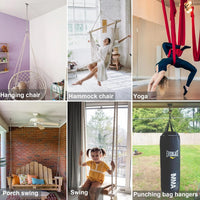 Permanent Antirust Stainless Steel Heavy Duty Swing Hanger, 1000 LB Capacity, 2 Screws for Wooden and 2 Expansion Bolts for Concrete, Yoga Hammock Chair Sandbag Swing Sets, 180° Swing