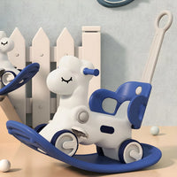 Multi-function in 1 Rocking Horse for Toddlers 1-3 Years Old, Balance Bike Ride On Toys with Push Handle, Backrest and Balance Board for Baby Girl and Boy