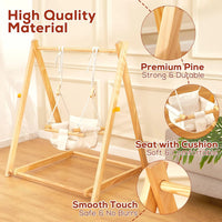 Wooden Baby Swing Set for Toddlers 6-36 Months, Foldable Baby Swing Set with Durable Pine