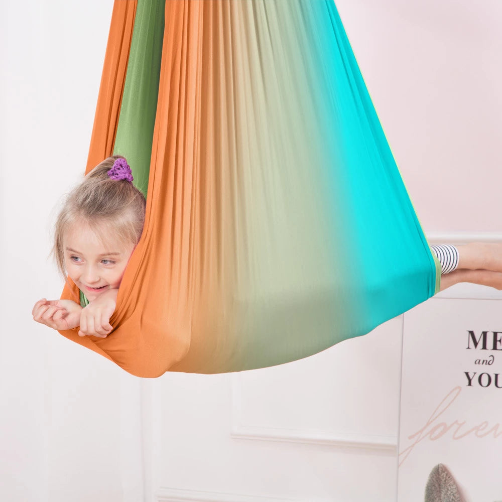 Sensory Joy Swing For Kids Indoor,Therapy Swing With 2 Layers Of Strong Stretch Fabric 360° Swivel Hanger