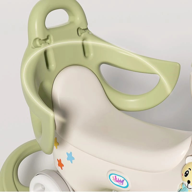 Rocking Horse for Toddler Balance Bike Ride On Toys with Push Handle Backrest Balance Board for Birthday