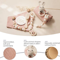 Baby Gift Set for Newborn - 7 PCS Newborn Baby Essentials Baby Bath Set with Baby Blanket Baby Rattle Bunny