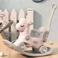 Multi-function in 1 Rocking Horse for Toddlers 1-3 Years Old, Balance Bike Ride On Toys with Push Handle, Backrest and Balance Board for Baby Girl and Boy