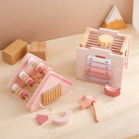 Wooden 5 in 1 Pink House Busy Cube
