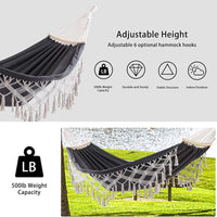 Double Hammock Hanging Swing -Boho Hammocks Load-bearing 500lbs - Portable Hammock for Indoor Outdoor Patio Yard Garden