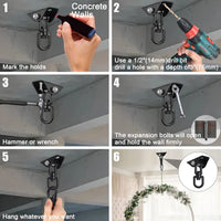 Hammock Hanging Kit, 1000 lb Capacity Heavy Duty 360° Rotate Swing Hangers Suspension Hooks for Swing, Chair, Yoga, Multiple Indoor Outdoor Gym