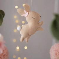 Bunny baby mobile Crib mobile Baby girl mobile Boucle bunny nursery