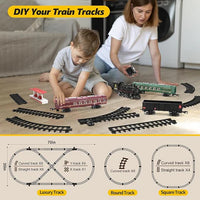 Train Set with Lights & Sounds - Interactive Locomotive Toy for Kids Battery-Powered Electric Steam