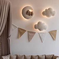 Teddy Bear Nursery Night Light Bouclé Moon, Stars, Clouds